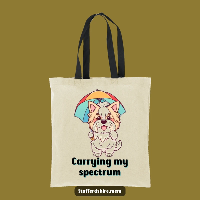 Funny Staffordshire Tote Bag: Wave Hello, Rainbow Umbrella, Everyday Gift