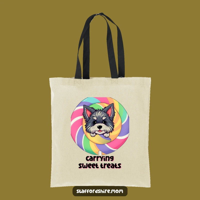 Funny Staffordshire Tote Bag - Peeking Lollipop Sweetness, Carry Fun!
