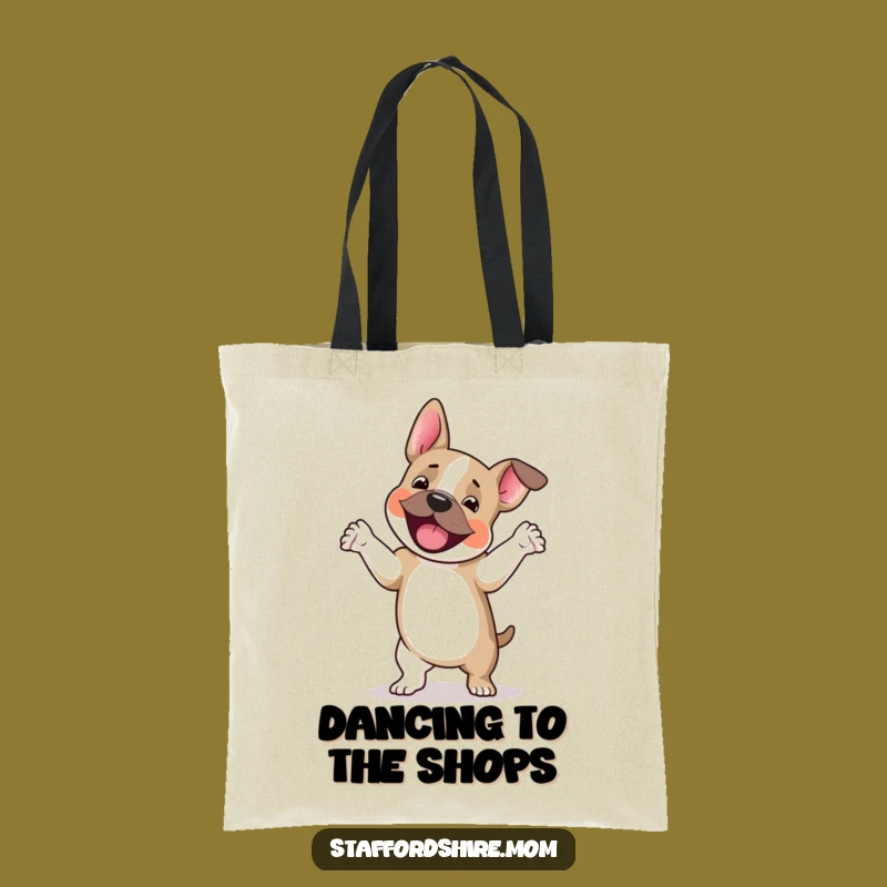 Funny Staffy Jig Tote Bag: Carry Your Style with a Dancing Dog, Great Gift