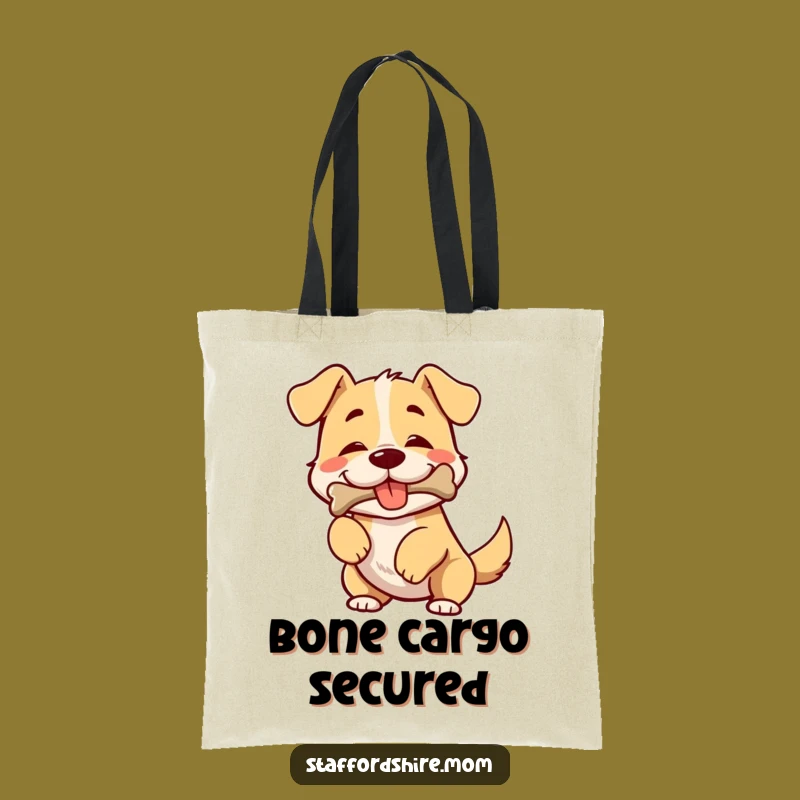 Funny Dog Tote Bag: Broad-chested, bone-wielding pup wiggles, practical and hilarious gift.
