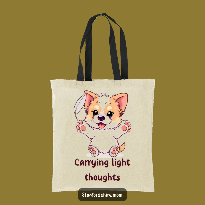 Funny Graceful Staffordshire Tote Bag - Catching Feather Style, Carry Peace!