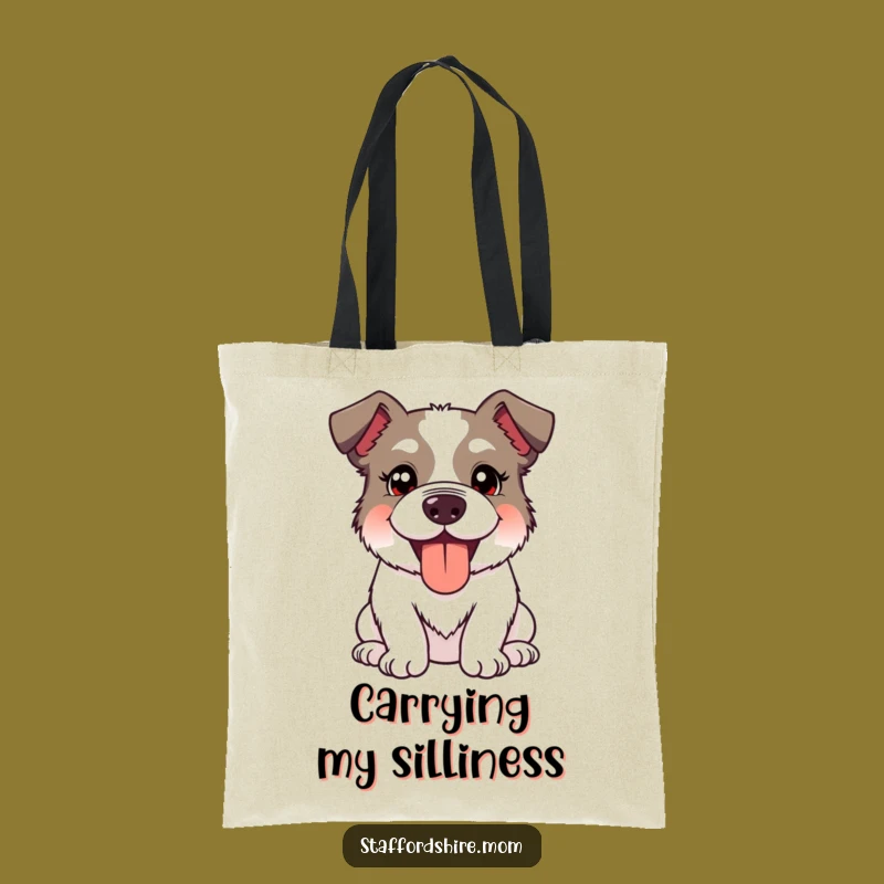 Funny Kawaii Staffordshire Dog Tote: Carry Your Silliness Everywhere With Pride!