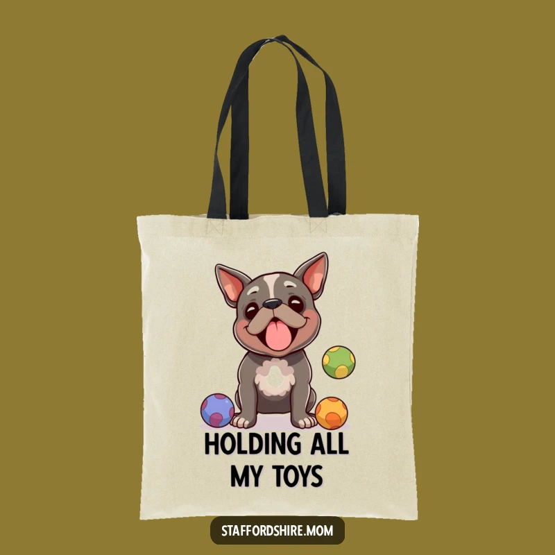 Funny Staffy Juggling Tote Bag: Carry Your Day with a Talented Dog, Great Gift